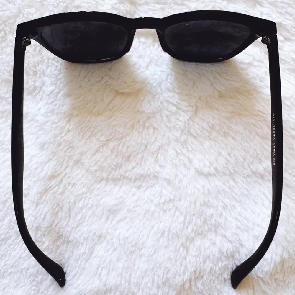 Milo Black W/ Blue Lenses Oversized Oval Horn Rims Sunglasses